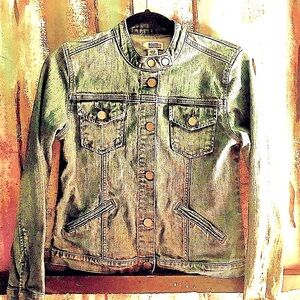 Juniors Faded Blue Denim Jean Jacket M